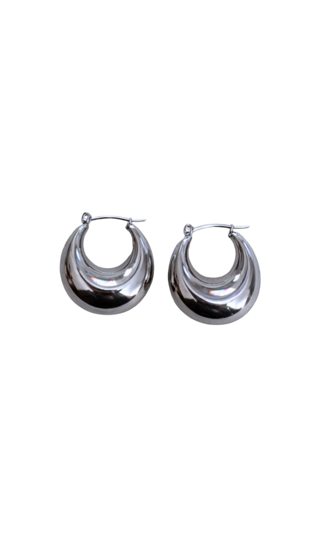 SMALL SILVER DOME HOOPS