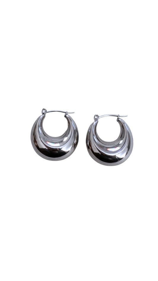 SMALL SILVER DOME HOOPS
