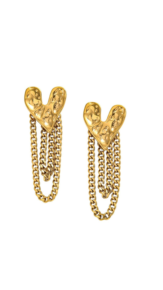 HEART CHAIN EARRINGS